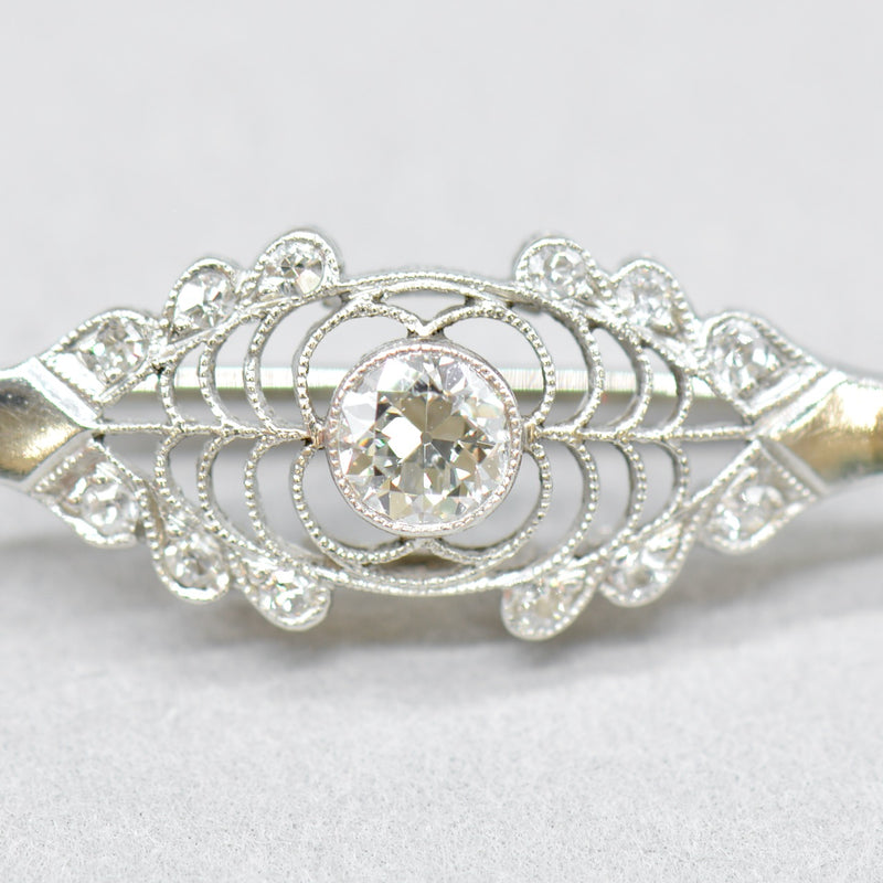 Edwardian Ryrie Old European Cut Diamond Platinum Brooch (0.62ct)