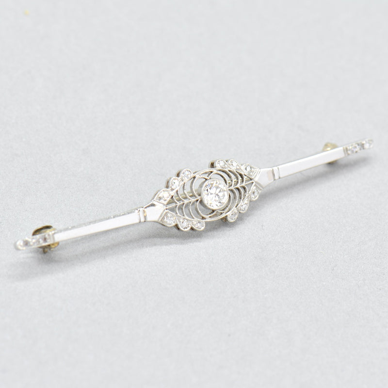 Edwardian Ryrie Old European Cut Diamond Platinum Brooch (0.62ct)