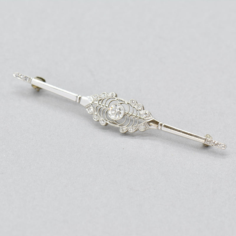 Edwardian Ryrie Old European Cut Diamond Platinum Brooch (0.62ct)