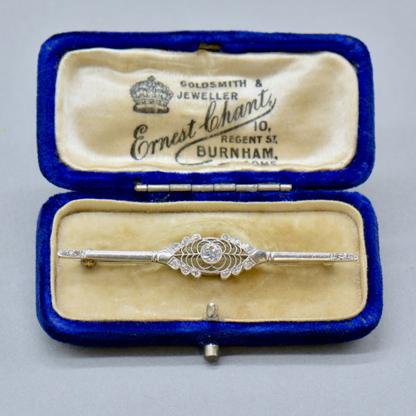 Edwardian Ryrie Old European Cut Diamond Platinum Brooch (0.62ct)