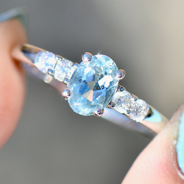 Vintage Aquamarine & Diamond 18CT White Gold Engagement Ring (0.85ct)