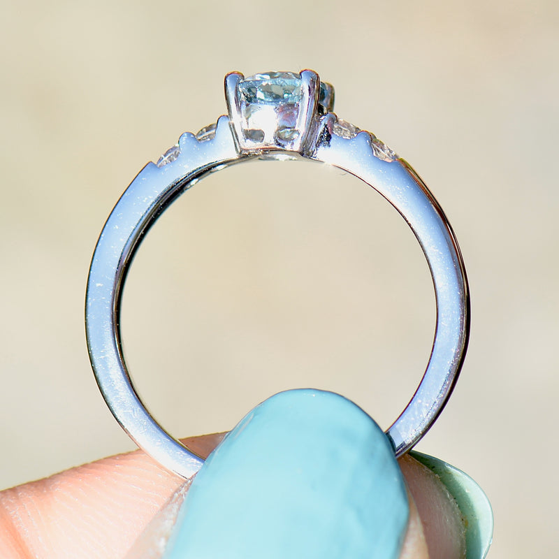 Vintage Aquamarine & Diamond 18CT White Gold Engagement Ring (0.85ct)