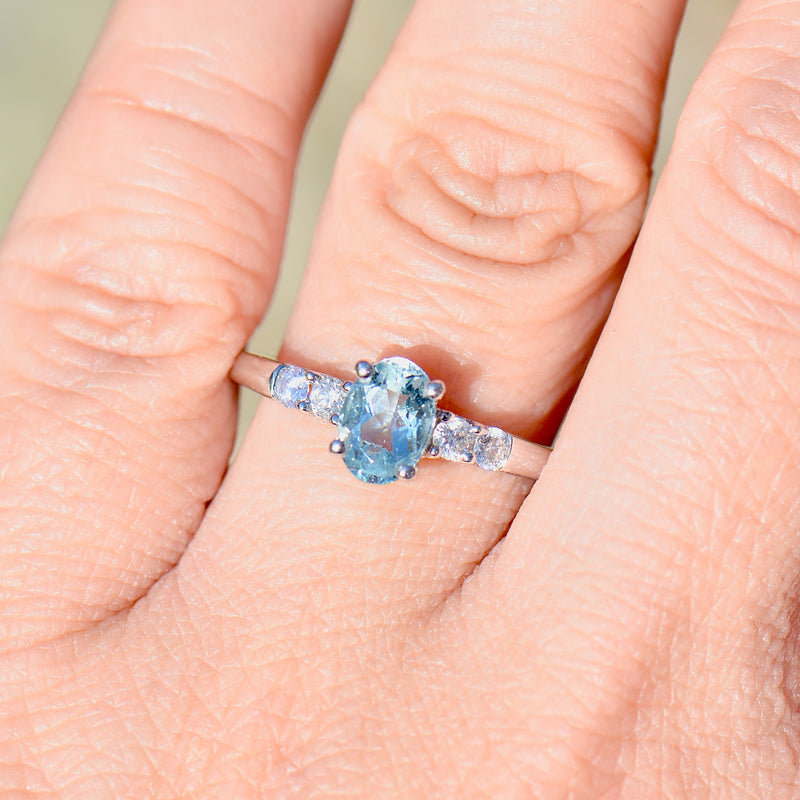 Vintage Aquamarine & Diamond 18CT White Gold Engagement Ring (0.85ct)