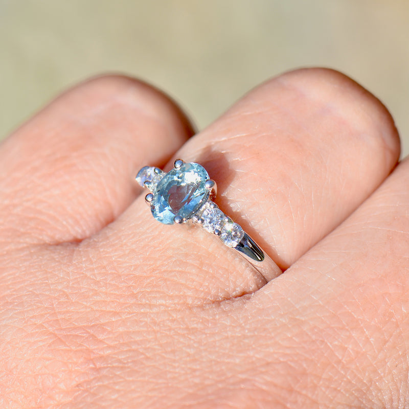Vintage Aquamarine & Diamond 18CT White Gold Engagement Ring (0.85ct)