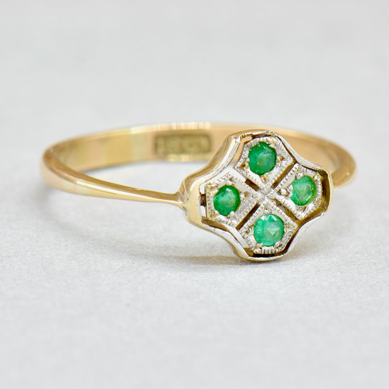 Art Deco 18ct Yellow Gold Four-Leaf Clover Ring