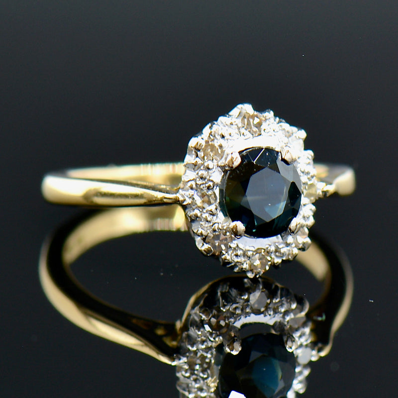 Vintage 1960s Sapphire & Diamond 18ct Gold Engagement Ring