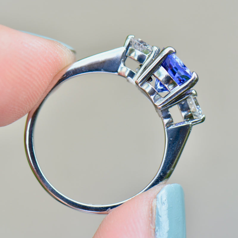 Tanzanite & Diamond 18ct White Gold Trilogy Engagement Ring (2.0cts)