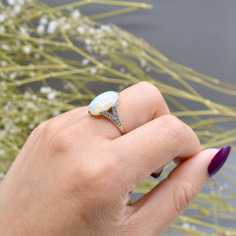 Opal and moonstone ballerina on sale ring