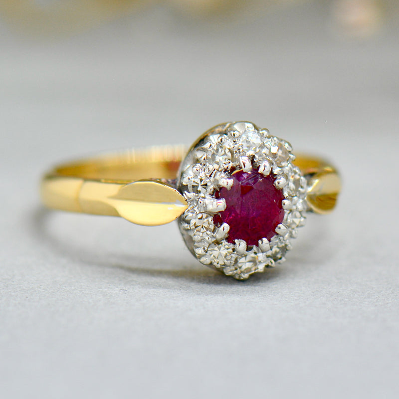 Ruby & Diamond Halo Engagement Ring (0.87ct)