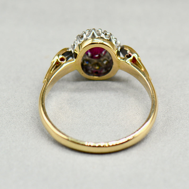 Small ruby store and diamond ring