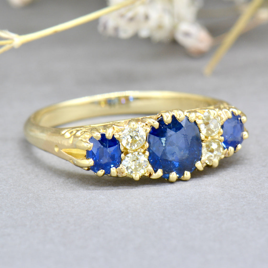 Antique sapphire and deals diamond ring yellow gold