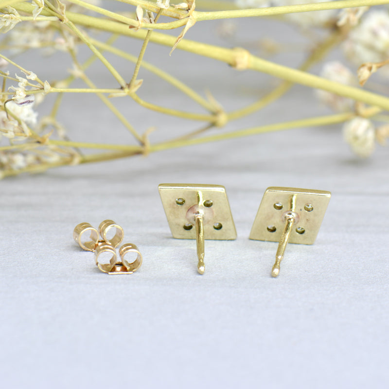 Diamond Set 9CT Yellow Gold Stud Earrings