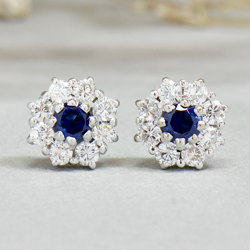 Sapphire diamond store halo earrings