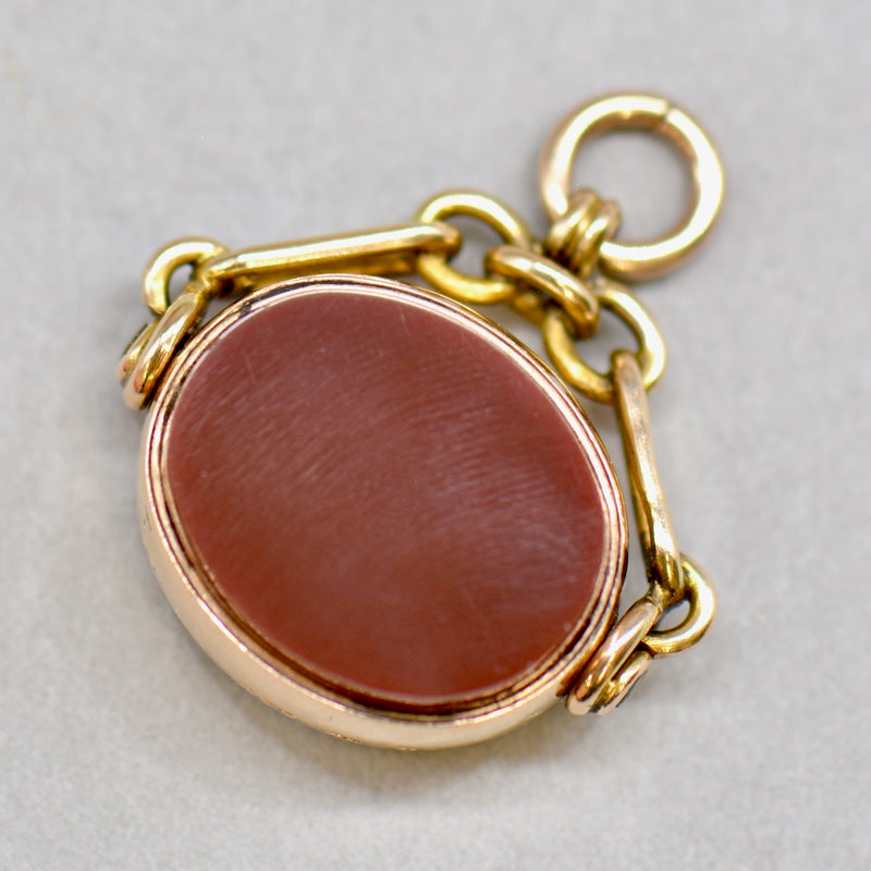 Victorian 1901 Bloodstone & Carnelian 9ct Yellow Gold Swivel Fob Pendant