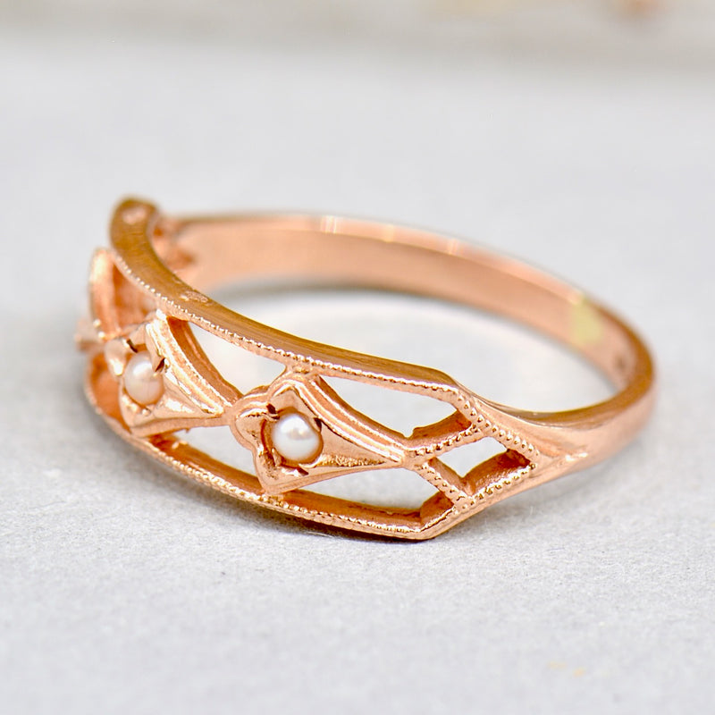 9ct Rose Gold Seed Pearl Ring