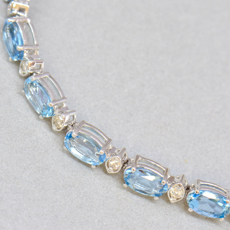 Salavetti Italy Aquamarine and Diamond Line Bracelet (4.87cts)