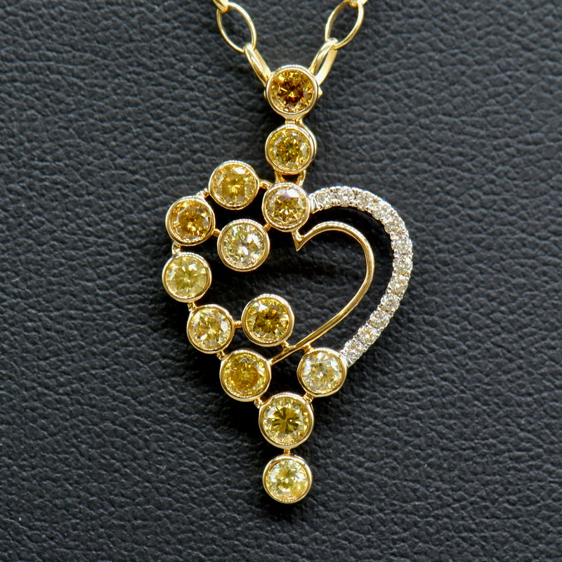 Multi-colour and White Diamonds Pendant in 18ct Yellow Gold (1.115 cts)