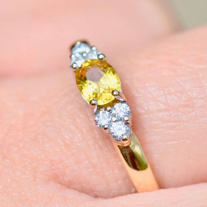 Yellow Sapphire & Diamond 18ct Yellow Gold Engagement Ring (0.50ct)