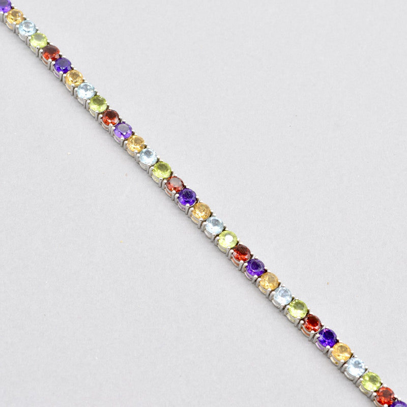 Rainbow Multigems Silver Tennis Bracelet (13.66cts)