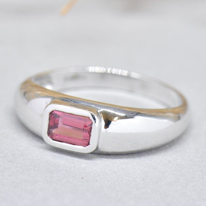 Rhodolite (Pyrope-Almandine Garnet) 9ct White Gold Flush Gypsy Set Band