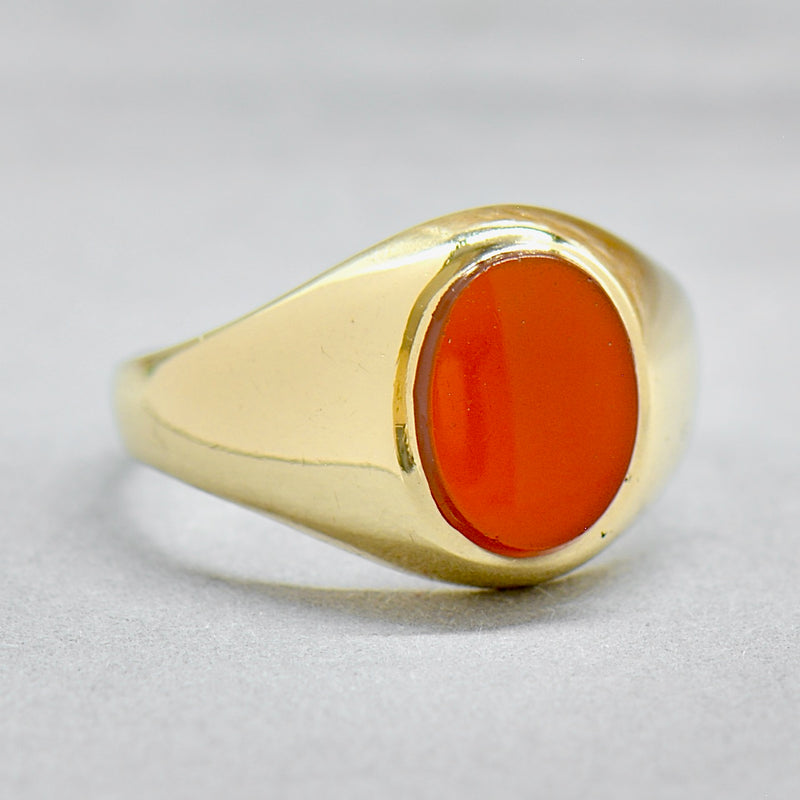 Vintage 1960s 9ct Yellow Gold Carnelian Small Signet Ring