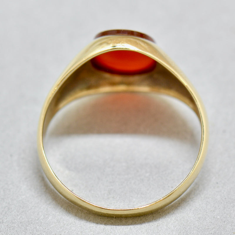 Vintage 1960s 9ct Yellow Gold Carnelian Small Signet Ring