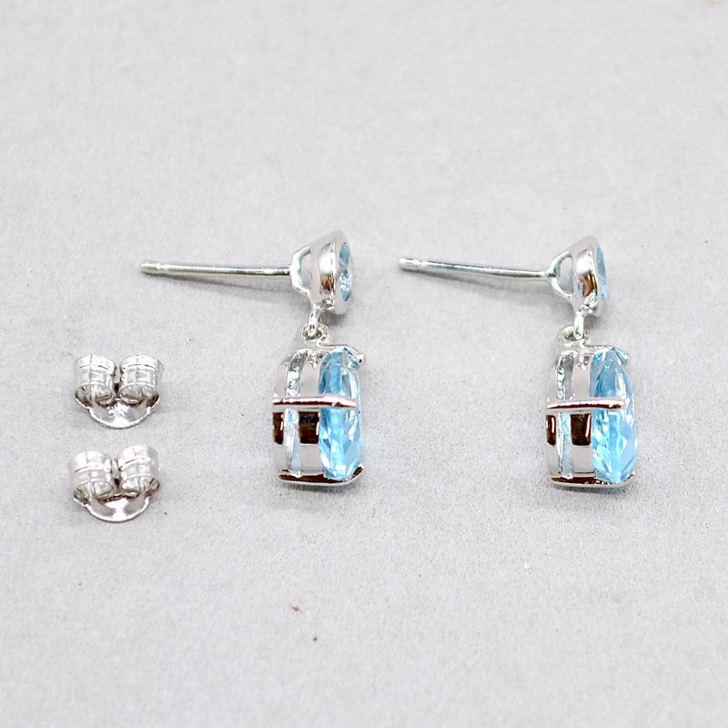 Sky Blue Topaz 9ct White Gold Drop Earrings (3.60 Carats)