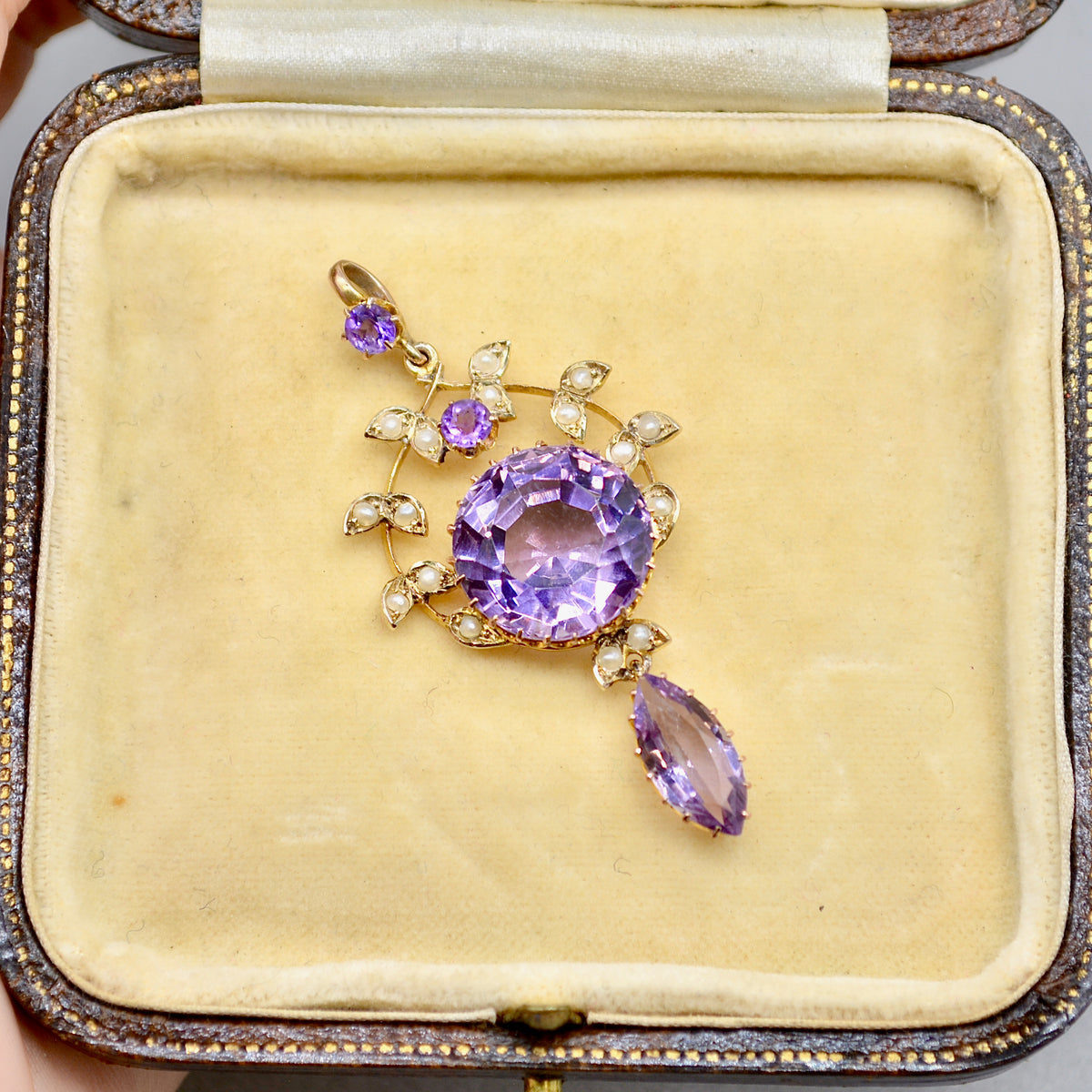 Exceptional Flower buy AMETHYST Pendant Set in 24K GOLD Plate over Sterling, w/Gold Micro PAVE Ornate Beads on Amethyst Bezel Set Chain Necklace