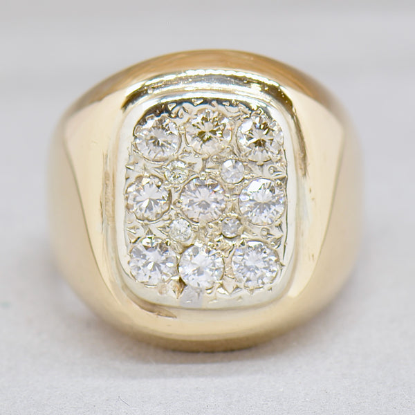 Vintage 1970s Diamond Signet Ring Men’s 9ct Yellow Gold (1.0ct)