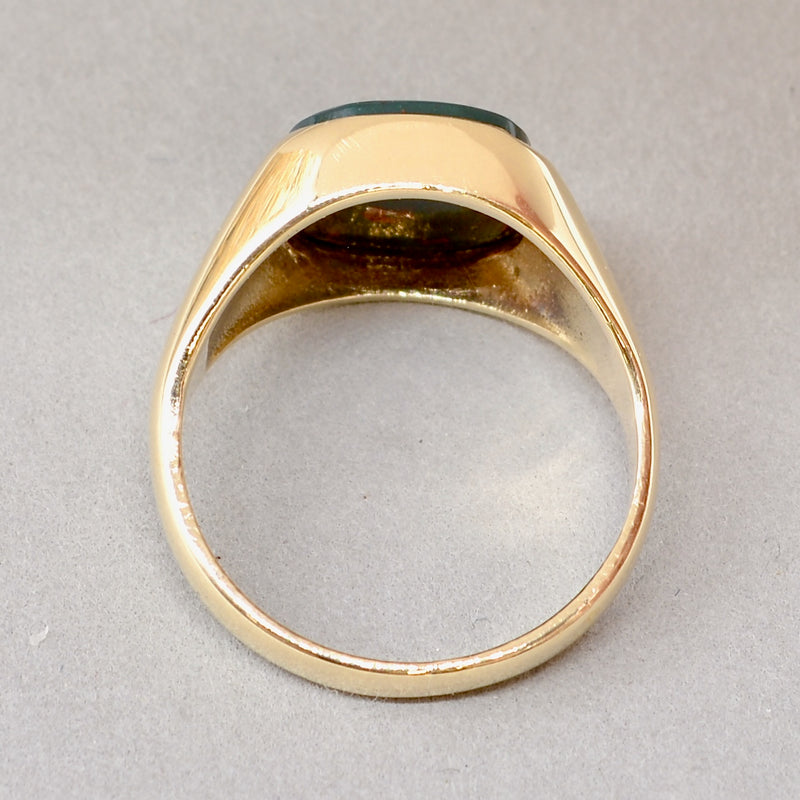 Vintage 1990s 9ct Yellow Gold Bloodstone Signet Ring