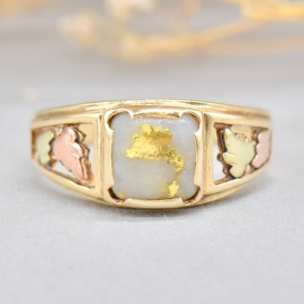 Vintage 1990s Gold Quartz 9CT Yellow Gold Ring (1.21cts)