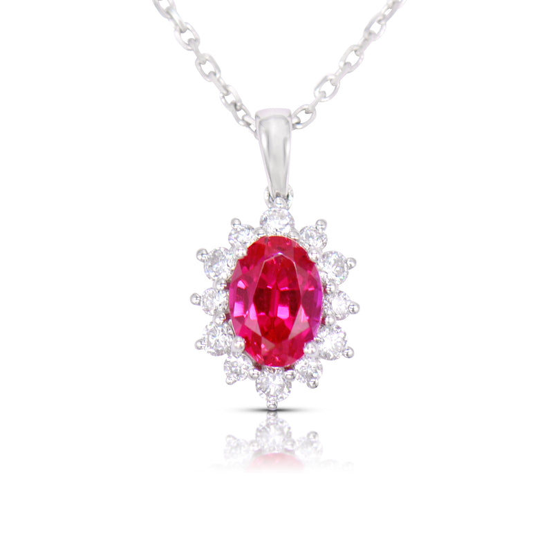 Lab-Grown Diamond 0.27ct and Lab-Grown Ruby 1.24ct Pendant & Chain