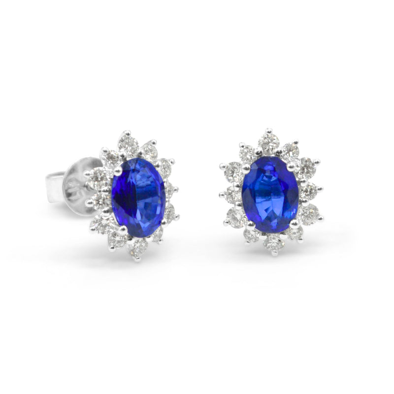 Lab-grown Diamond 0.83ct and Lab-Grown Blue Sapphire 3.12ct Jewellery Set in 9ct White Gold