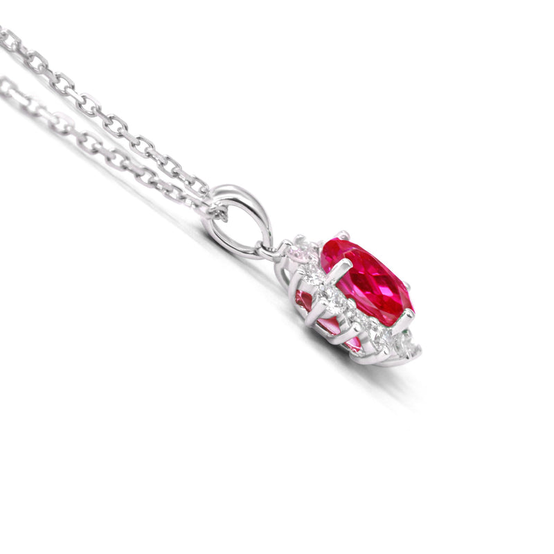 Lab-grown Diamond 0.82ct and Lab-Grown Ruby 3.66ct Jewellery Set in 9ct White Gold