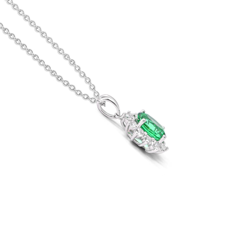 Lab-Grown Diamond 0.27ct and Lab-Grown Emerald 0.83ct Pendant & Chain