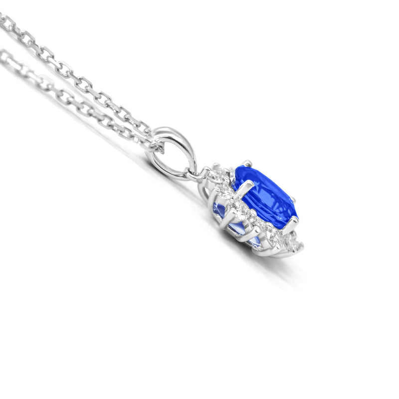 Lab-grown Diamond 0.83ct and Lab-Grown Blue Sapphire 3.12ct Jewellery Set in 9ct White Gold