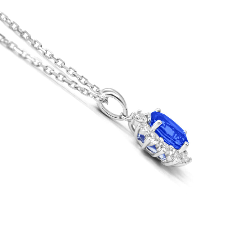 Lab-Created Diamond 0.27ct and Lab-Created Blue Sapphire 1.17ct Pendant & Chain