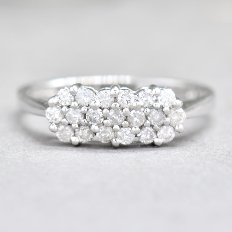 Triple Cluster Diamond 9ct White Gold Engagement Ring (0.50ct)