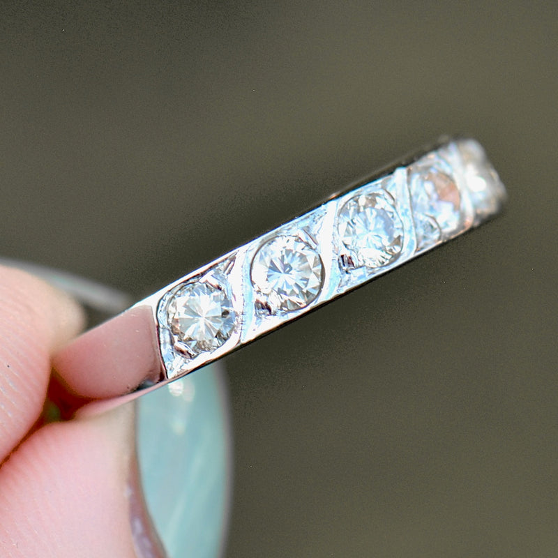 Seven-Stone Diamond 18ct White Gold Flush Set Half Eternity Ring