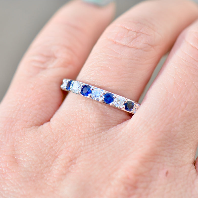 Sapphire and Lab-Created Diamond 9ct White Gold Half Eternity Band (1.15cts)