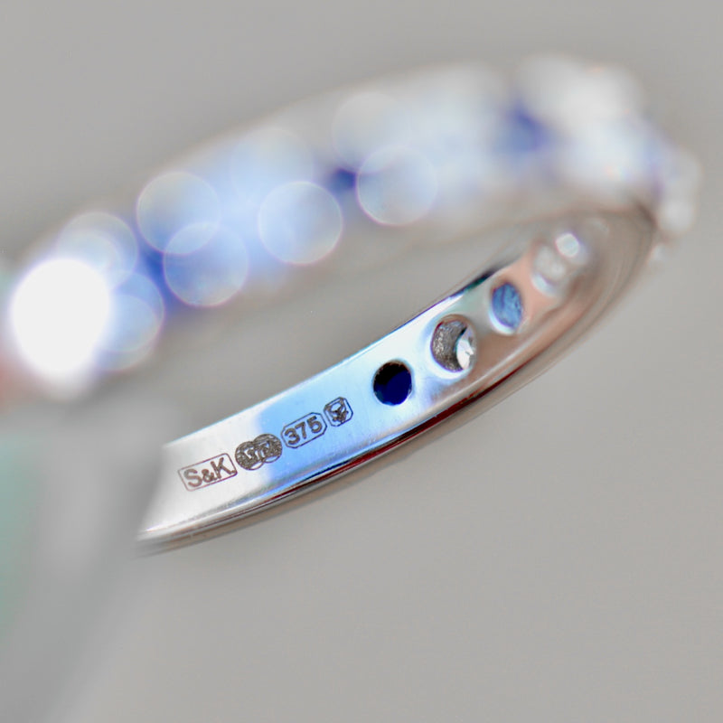 Sapphire and Lab-Created Diamond 9ct White Gold Half Eternity Band (1.15cts)