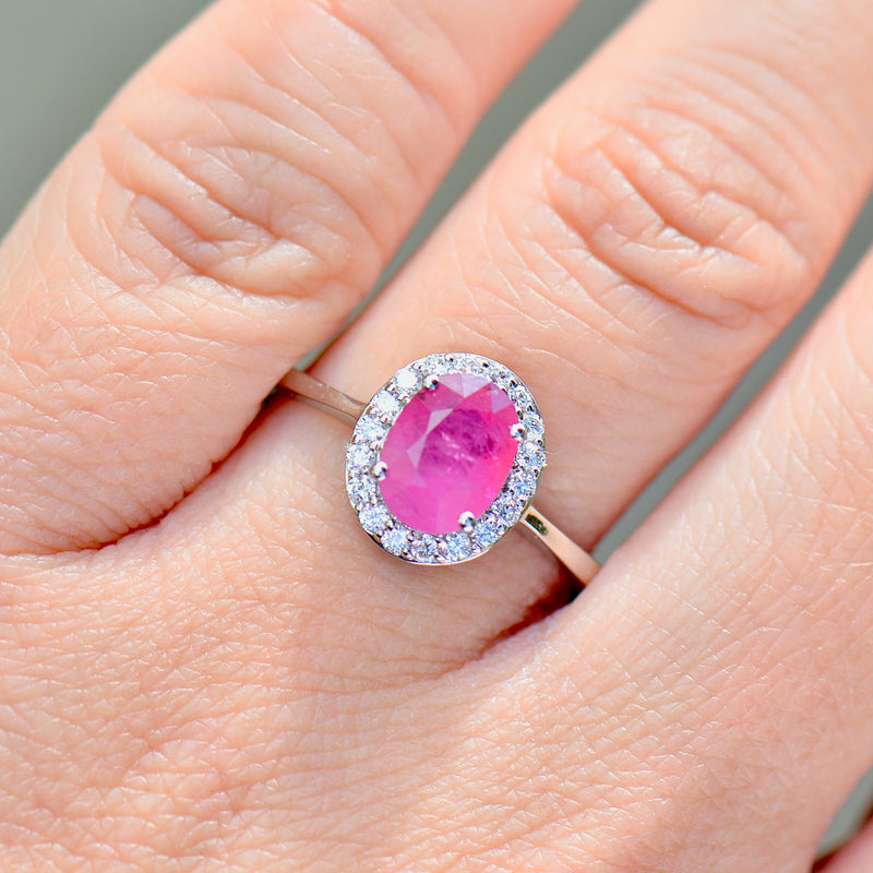 RHAPSODY Ruby and Diamond (VS/E-F) Platinum Halo Ring (1.75cts)