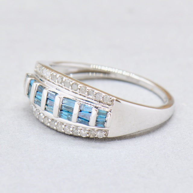 Blue and White Diamonds 9ct White Gold Band (0.50ct)