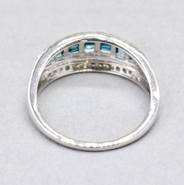 Blue and White Diamonds 9ct White Gold Band (0.50ct)