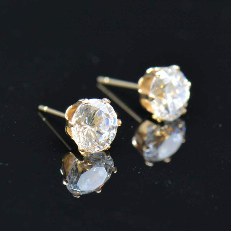 9CT Yellow Gold CZ 6mm Stud Earrings