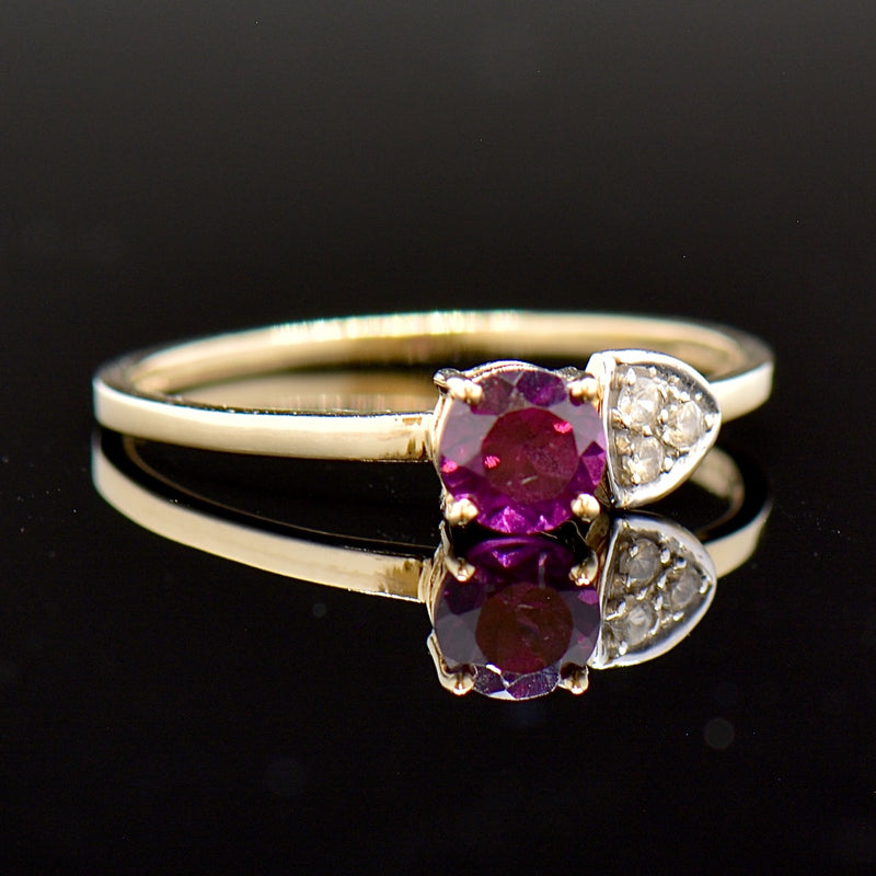 Almandine Garnet and Spinel Minimalist 9CT Yellow Gold Ring