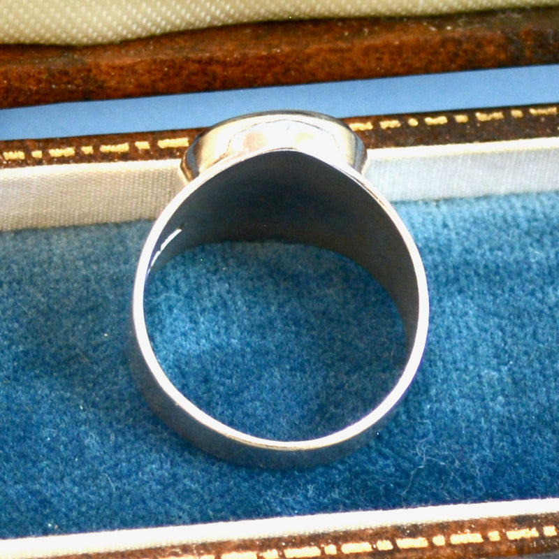 Vintage Silver Hematite Intaglio Ring