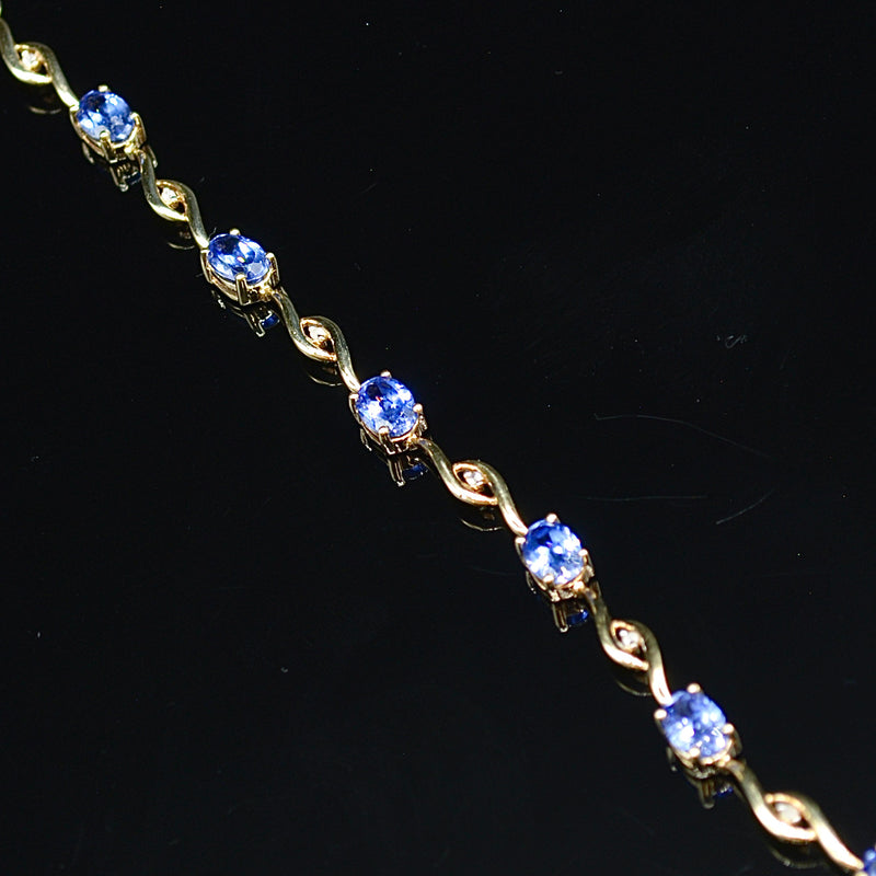 9CT Yellow Gold Blue Sapphire & Diamond Infinity Bracelet