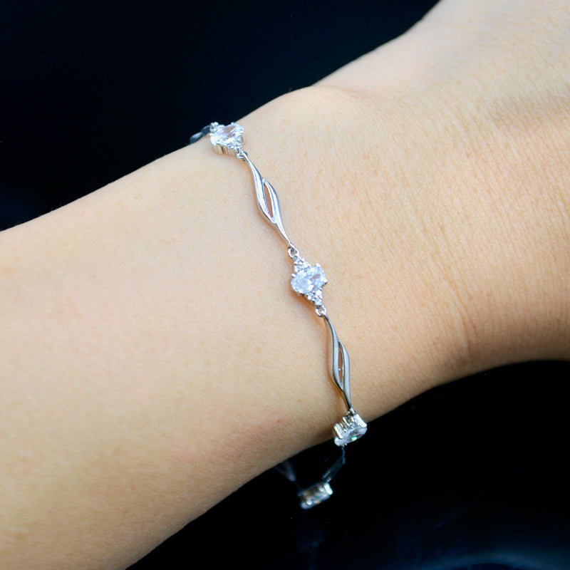 White gold cubic 2024 zirconia bracelet