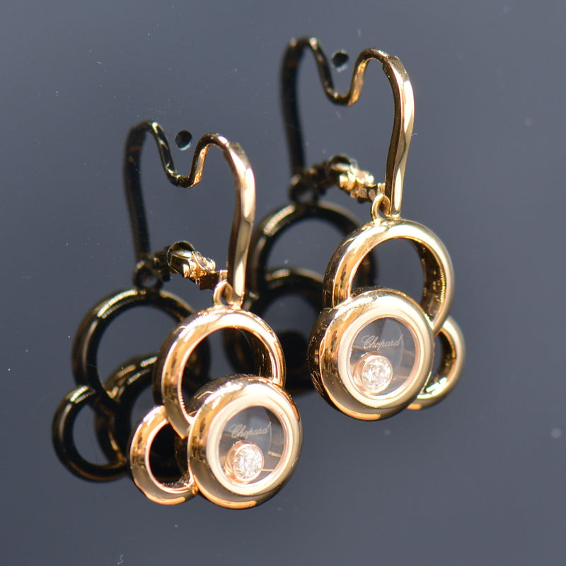 CHOPARD Diamond Hoop Earrings, 18K Yellow Gold - Etsy